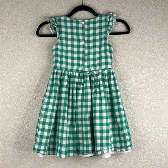 Tahari Girl's Gingham Checked Green & White Spring Fit & Flare Dress Size 6 - Picture 5 of 9